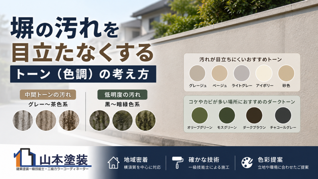 横須賀 山本 塗装 塀 汚れ トーン 色彩 カラー 目立たない ベージュ グレージュ ダル グレイッシュ グレー