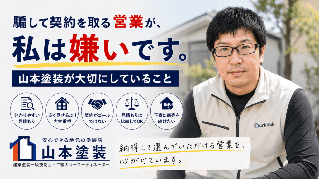 横須賀 山本 塗装 外壁 屋根 営業 正直 騙し 不安 焦り 知らない わからない 契約 見積